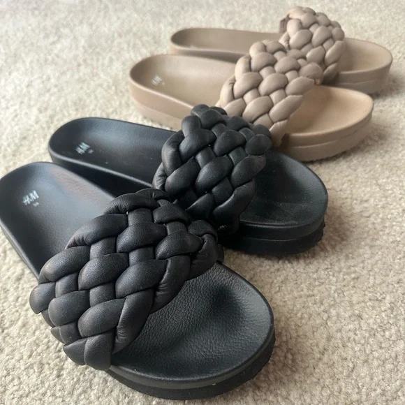 H&M Braided Slides Lot of 2 Pairs Size 38 - Picture 4 of 4